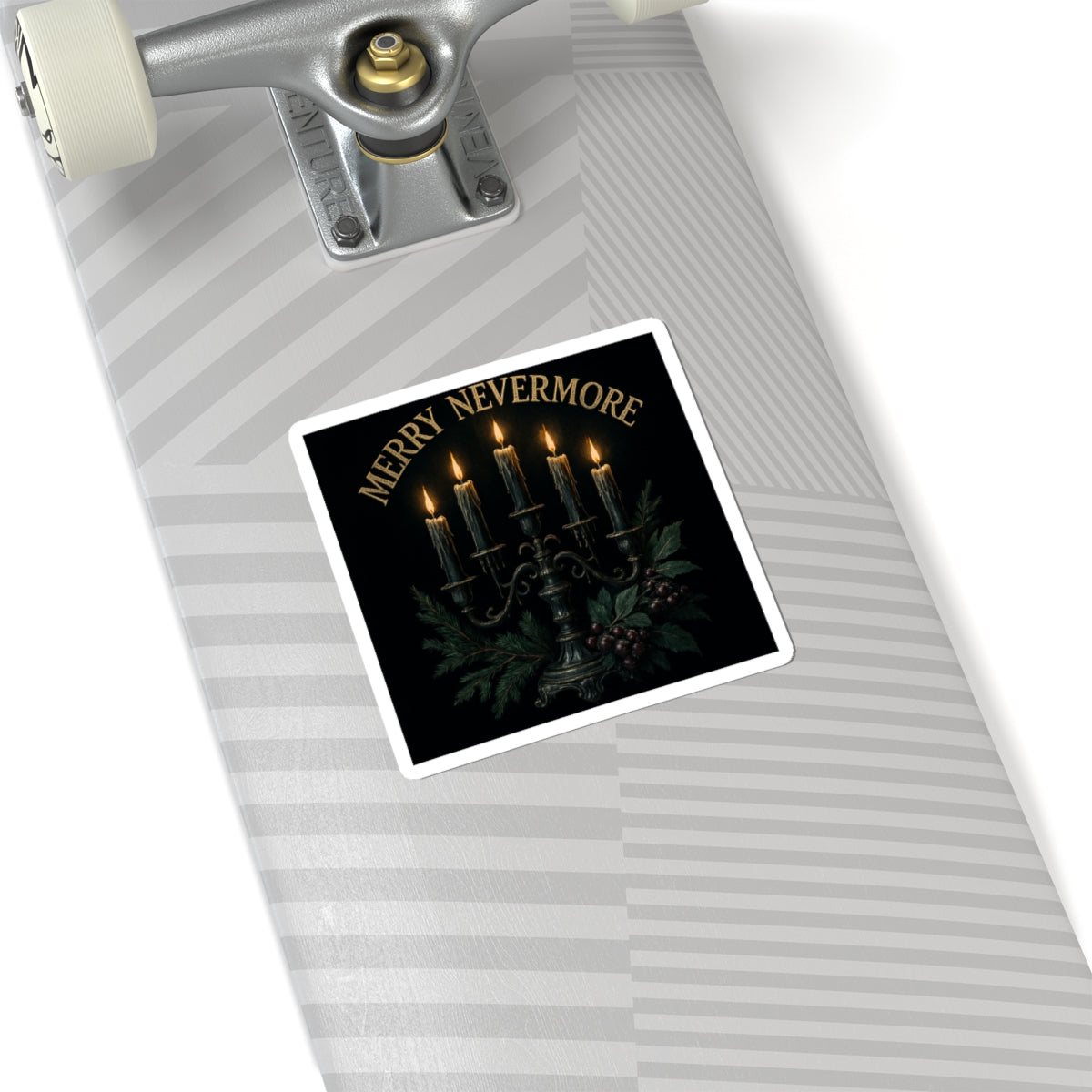 Merry Nevermore Candlelight Sticker — Gothic Holiday Kiss-Cut Decal
