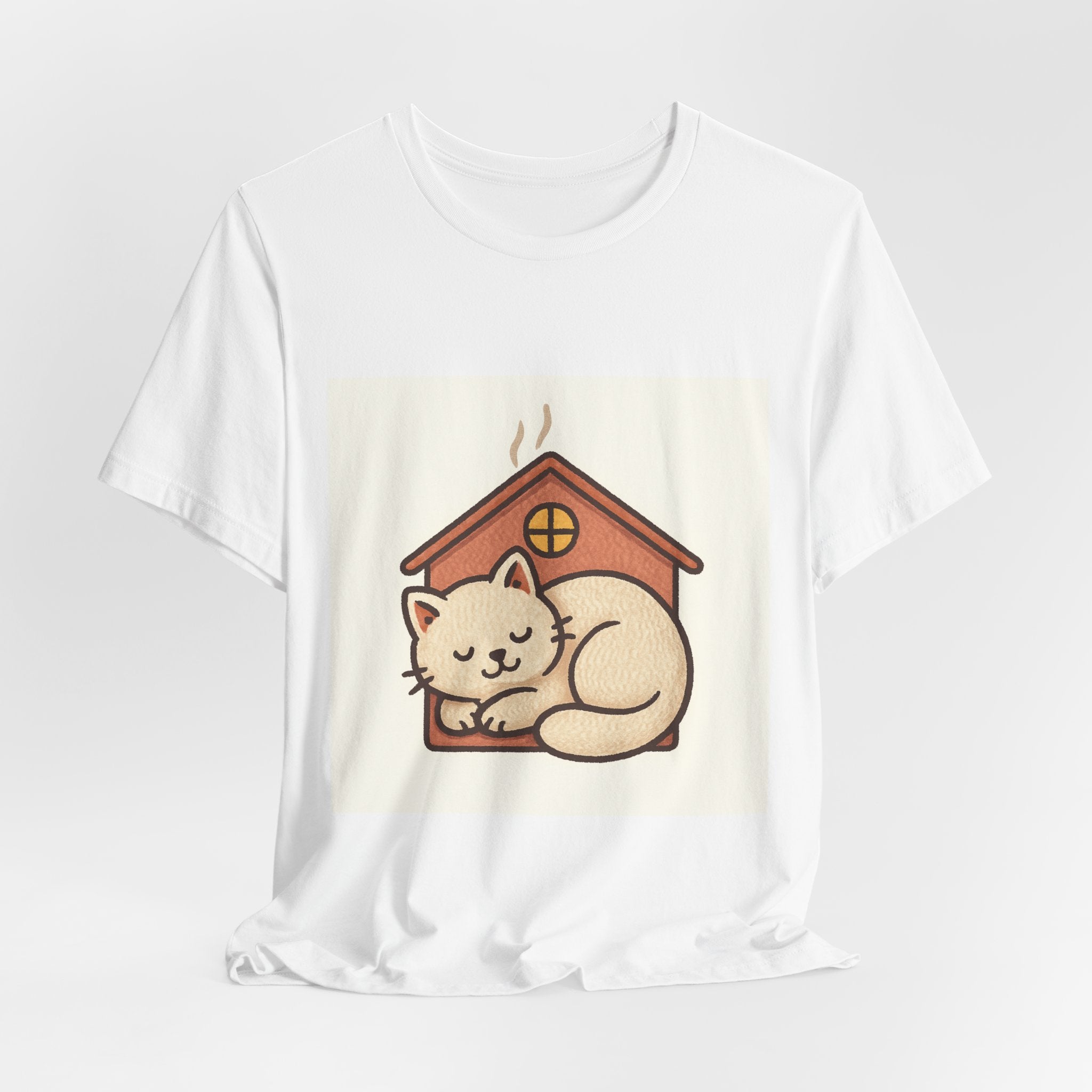 Cozy Cat House T-Shirt — Sleeping Kitten Graphic Tee
