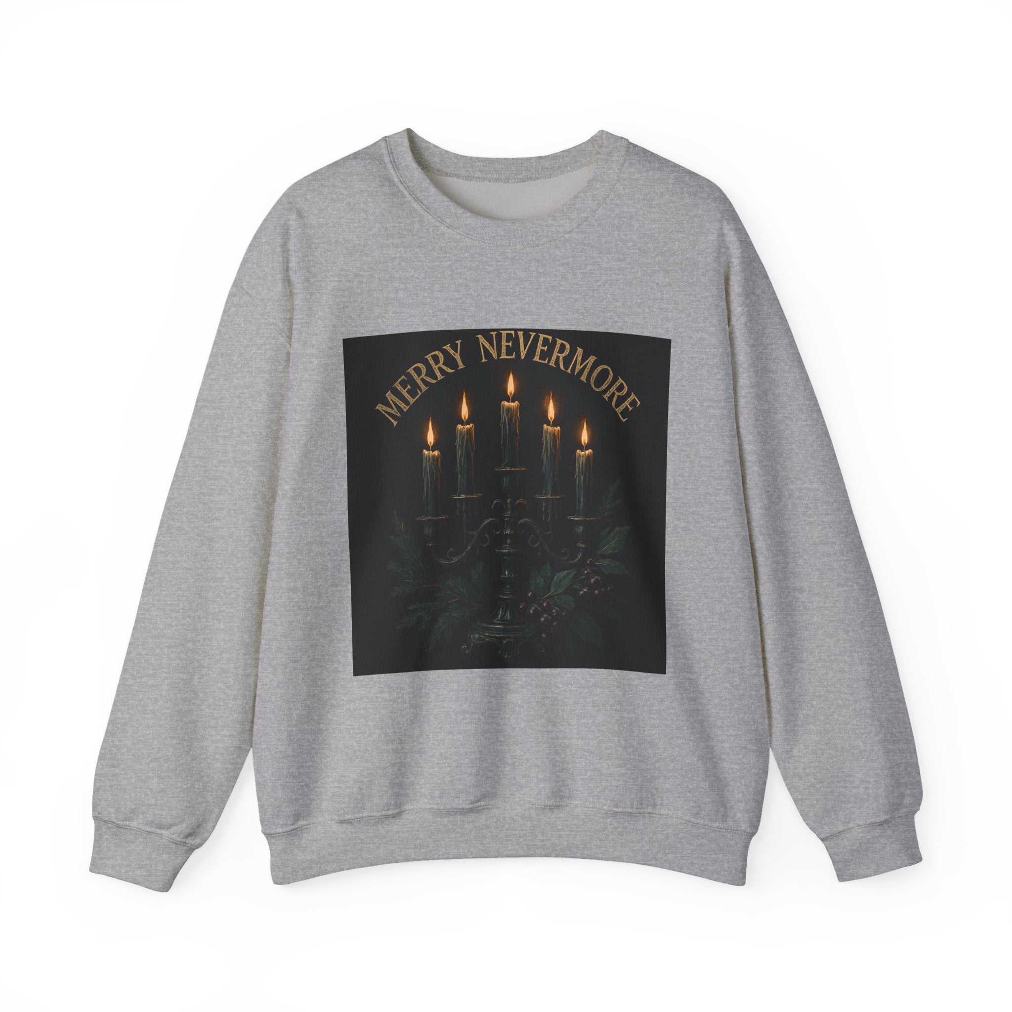 Sweatshirt — "Merry Nevermore" Gothic Candle Holiday Crewneck