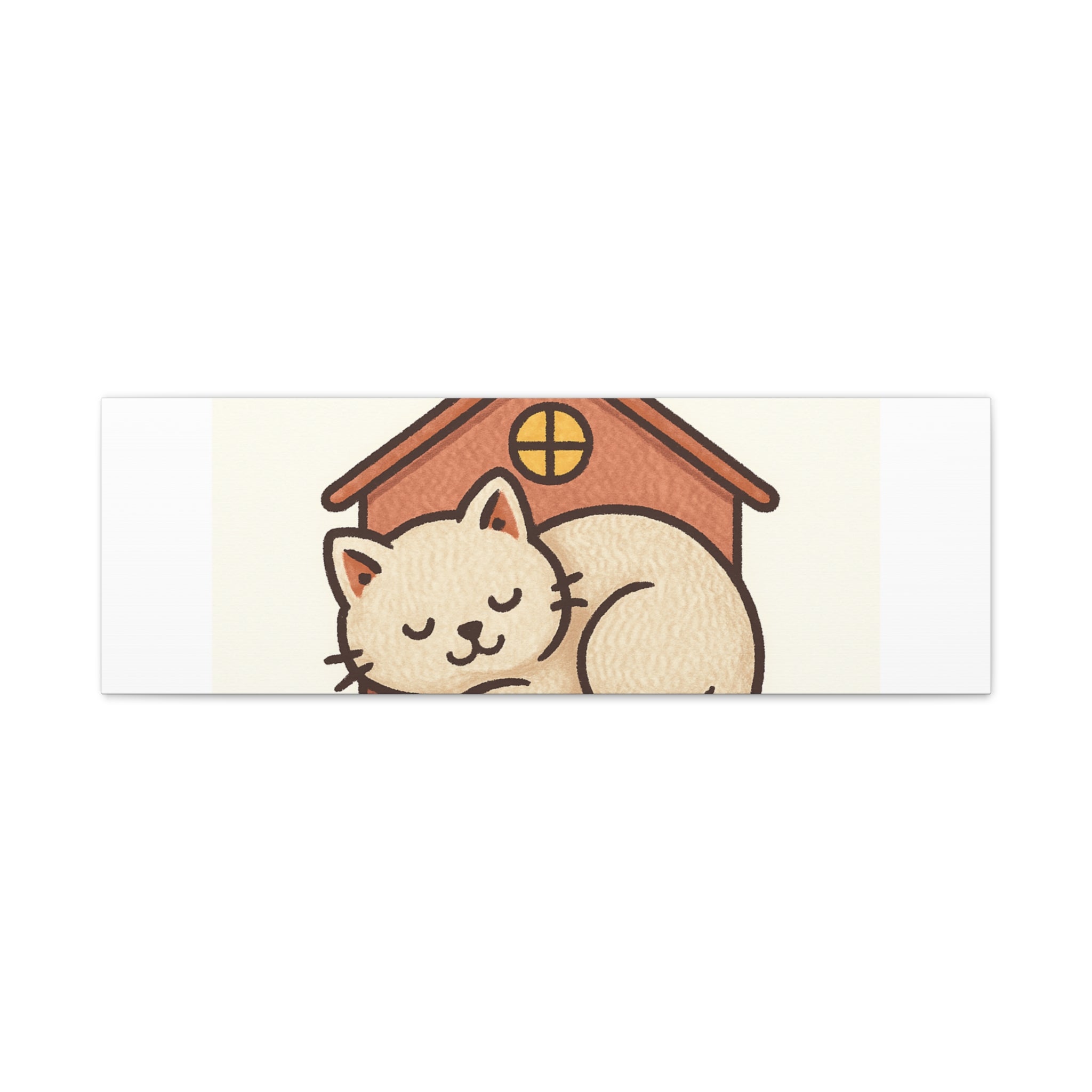 Cozy Cat in Doghouse Matte Canvas Wall Art