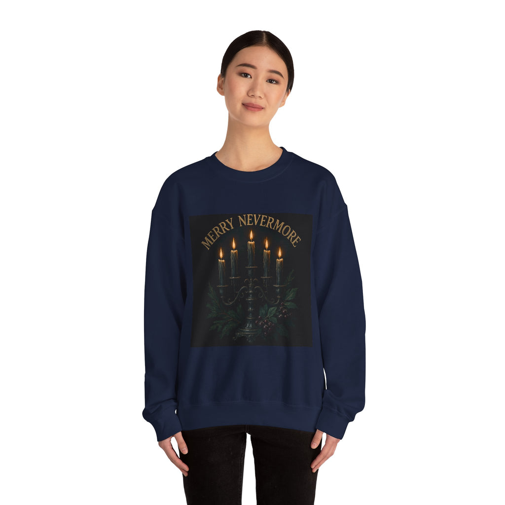 Sweatshirt — "Merry Nevermore" Gothic Candle Holiday Crewneck