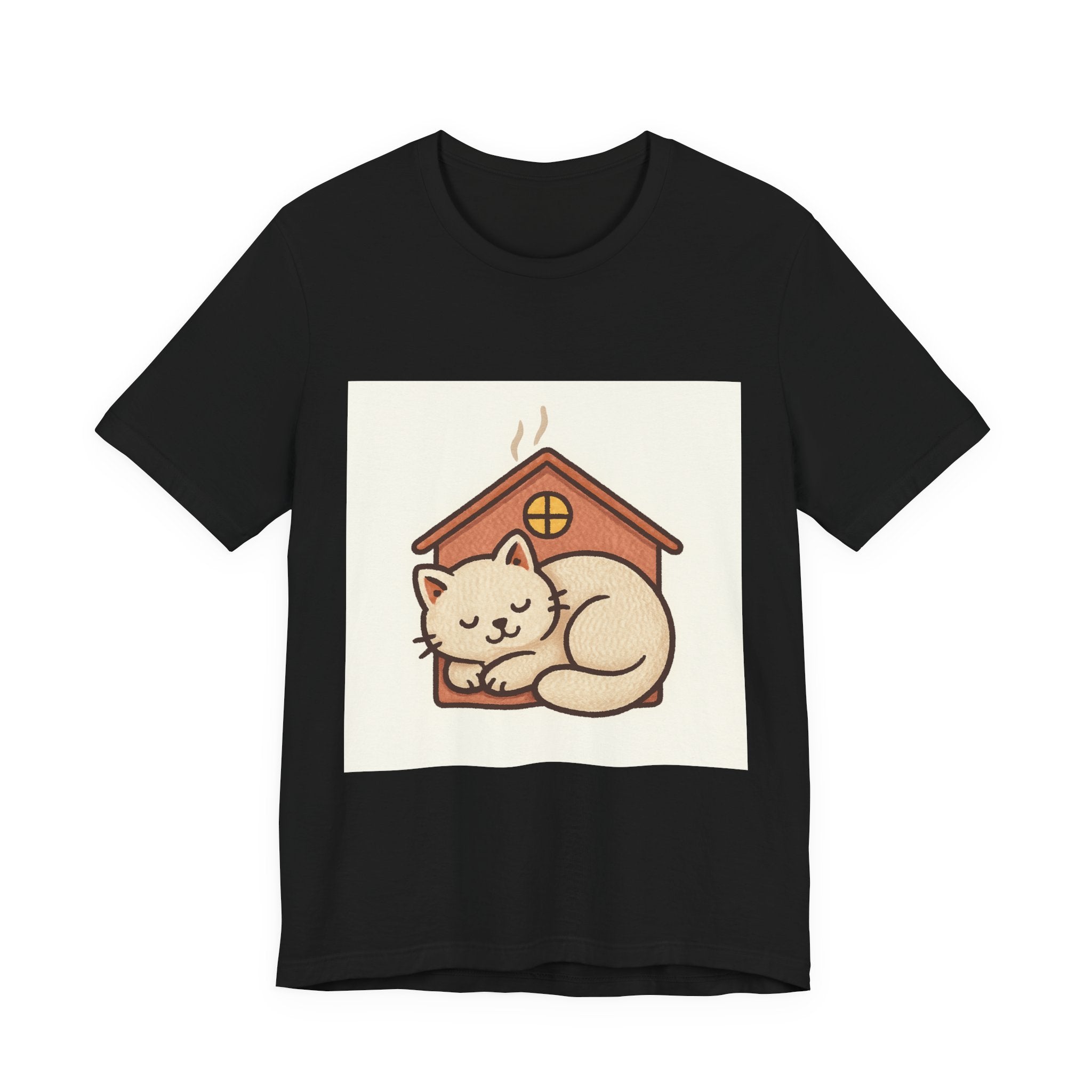Cozy Cat House T-Shirt — Sleeping Kitten Graphic Tee