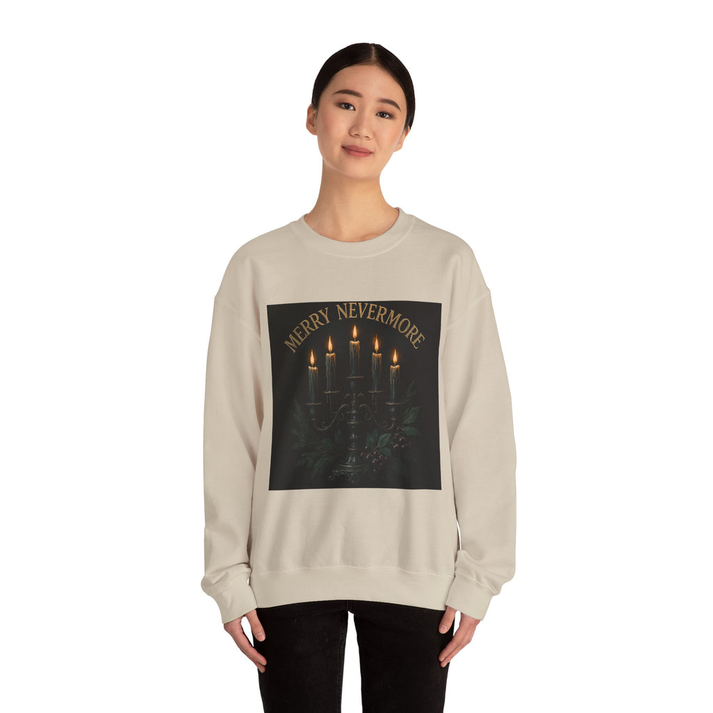 Sweatshirt — "Merry Nevermore" Gothic Candle Holiday Crewneck