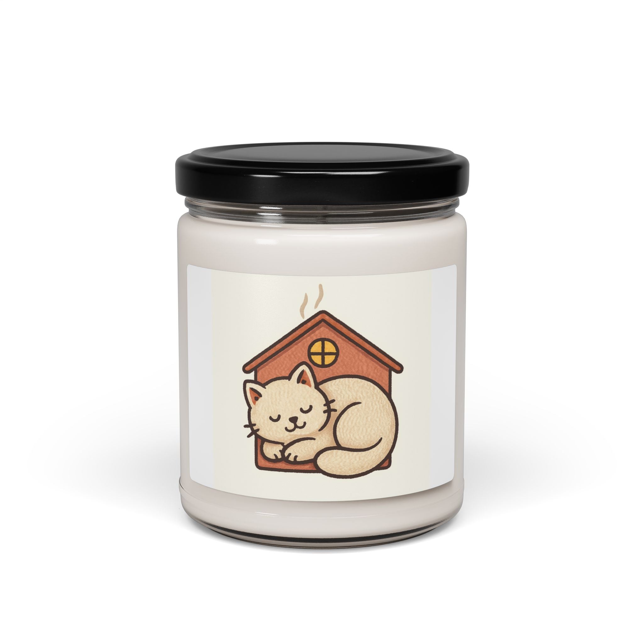 Cozy Cat Cottage Scented Soy Candle — 9oz Aromatherapy Jar for Cat Lovers