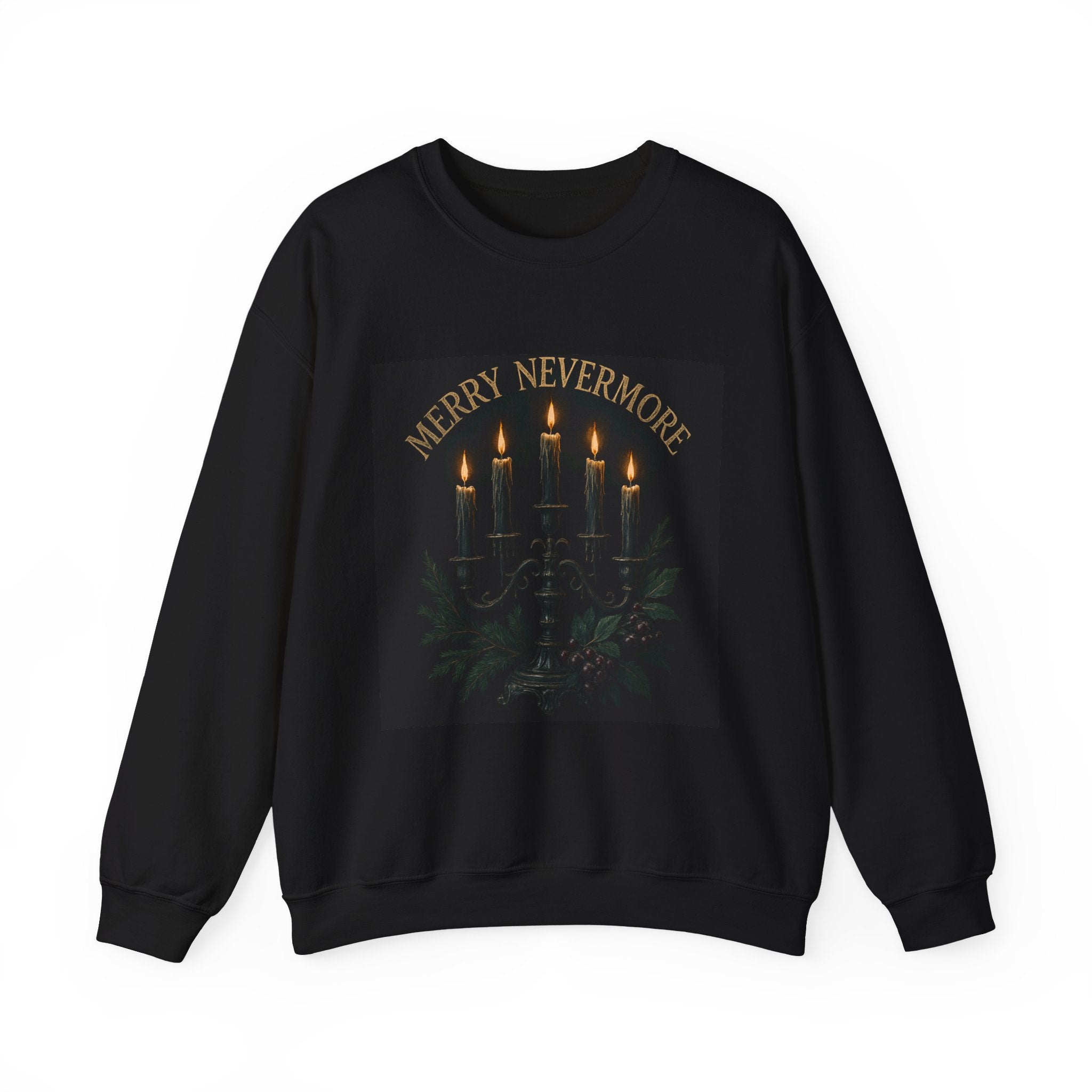 Sweatshirt — "Merry Nevermore" Gothic Candle Holiday Crewneck