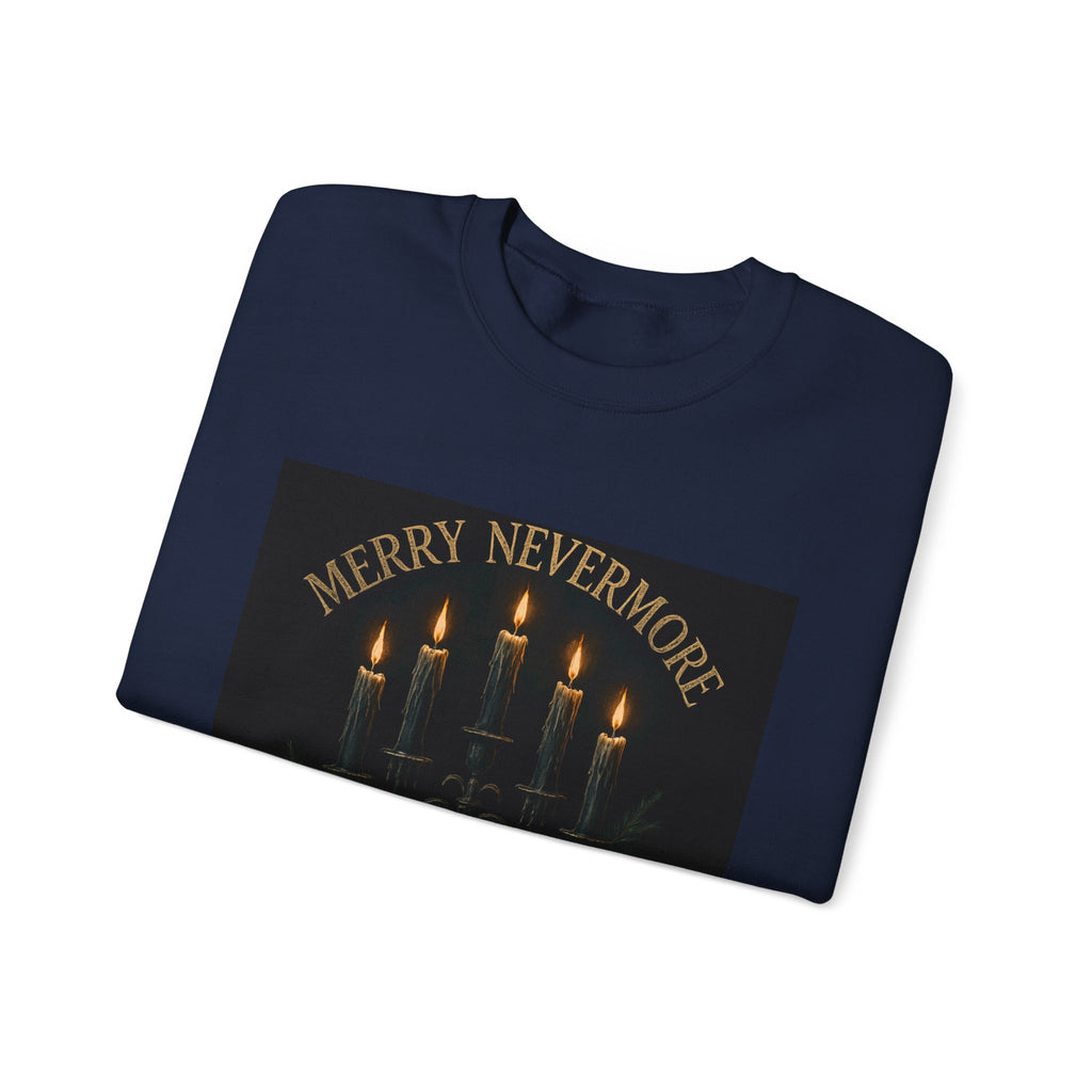 Sweatshirt — "Merry Nevermore" Gothic Candle Holiday Crewneck