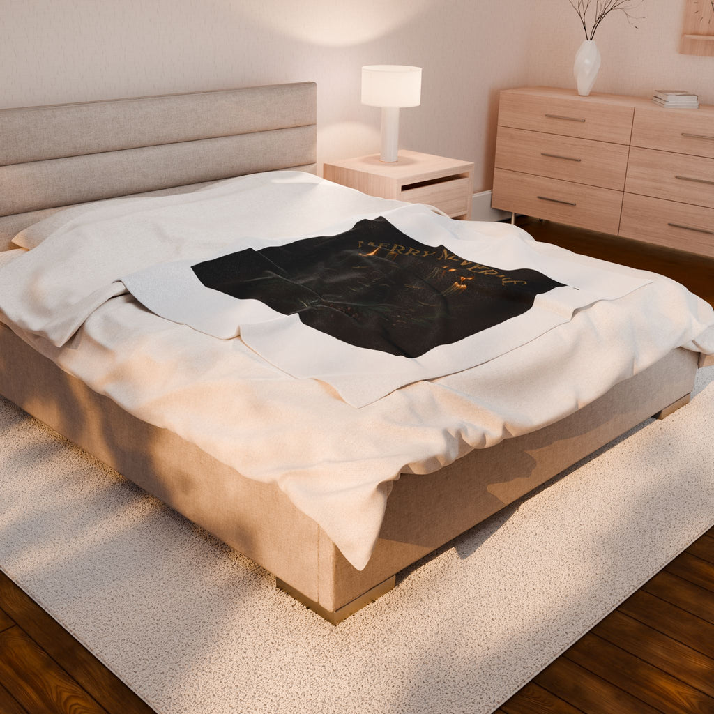 Merry Nevermore Velveteen Plush Blanket — Gothic Candle Candelabra Holiday Throw