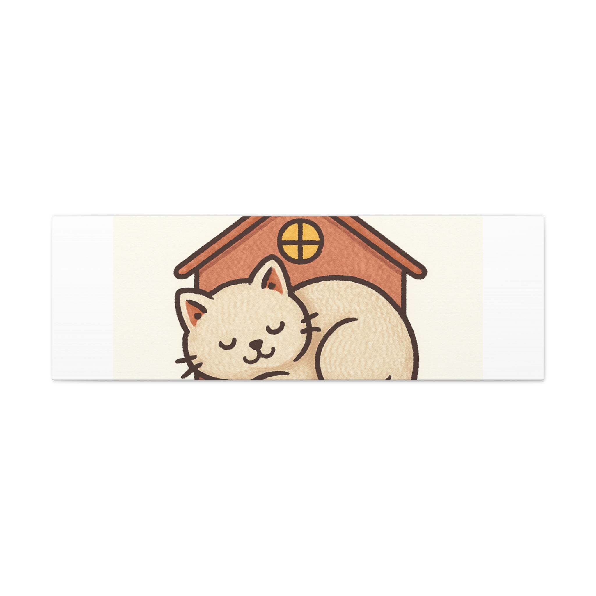 Cozy Cat in Doghouse Matte Canvas Wall Art