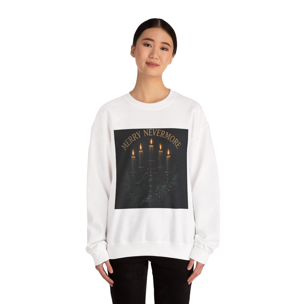 Sweatshirt — "Merry Nevermore" Gothic Candle Holiday Crewneck