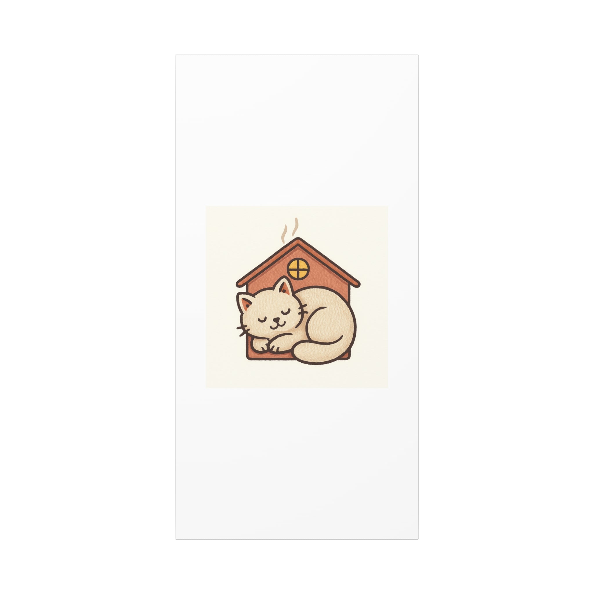 Cozy Cat in Doghouse Matte Canvas Wall Art