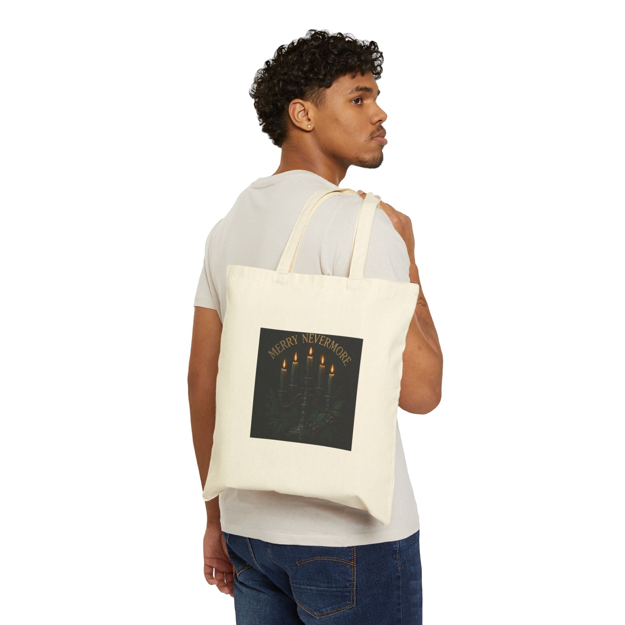 Tote Bag — 'Shine Never Faint' Candle Illustration Cotton Tote