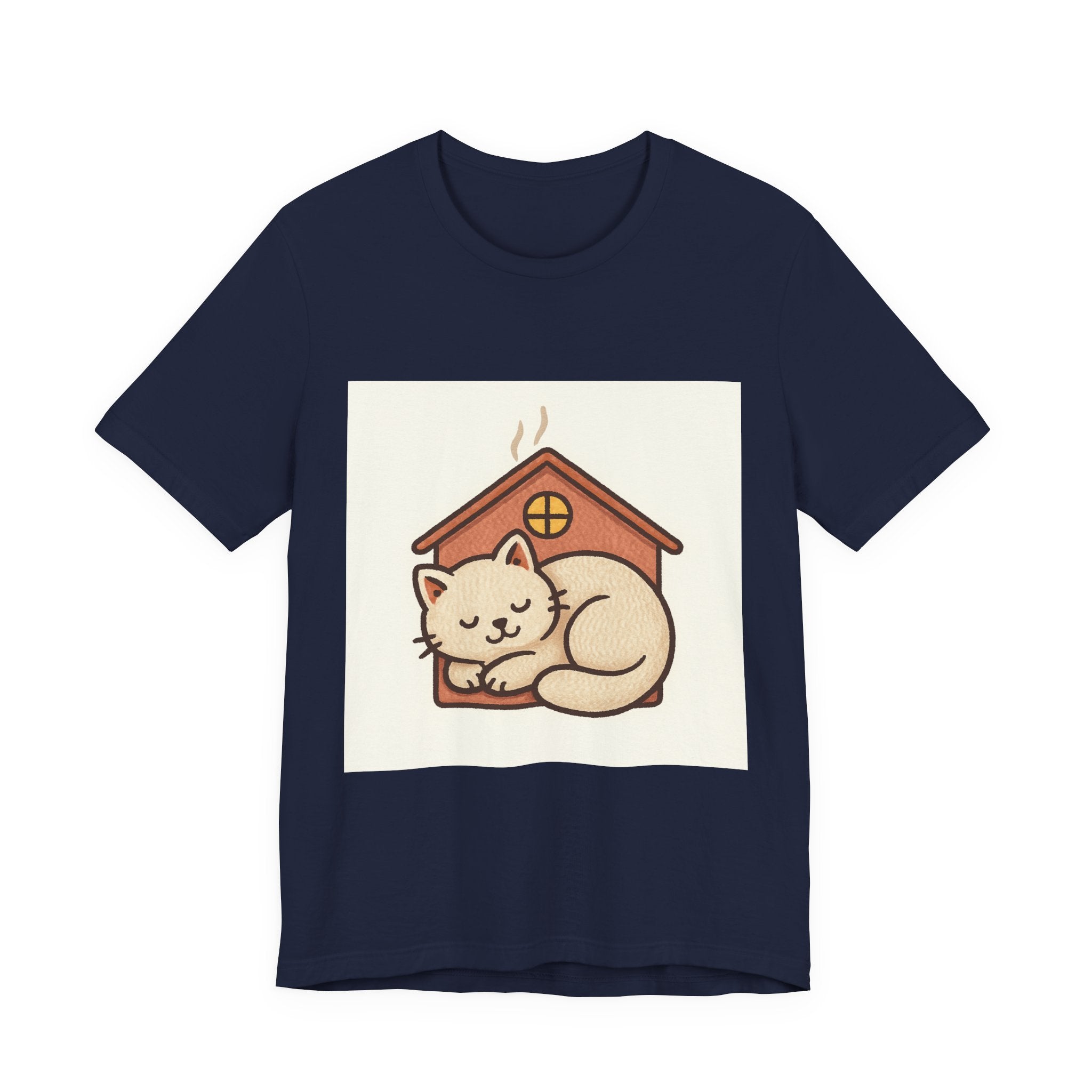 Cozy Cat House T-Shirt — Sleeping Kitten Graphic Tee