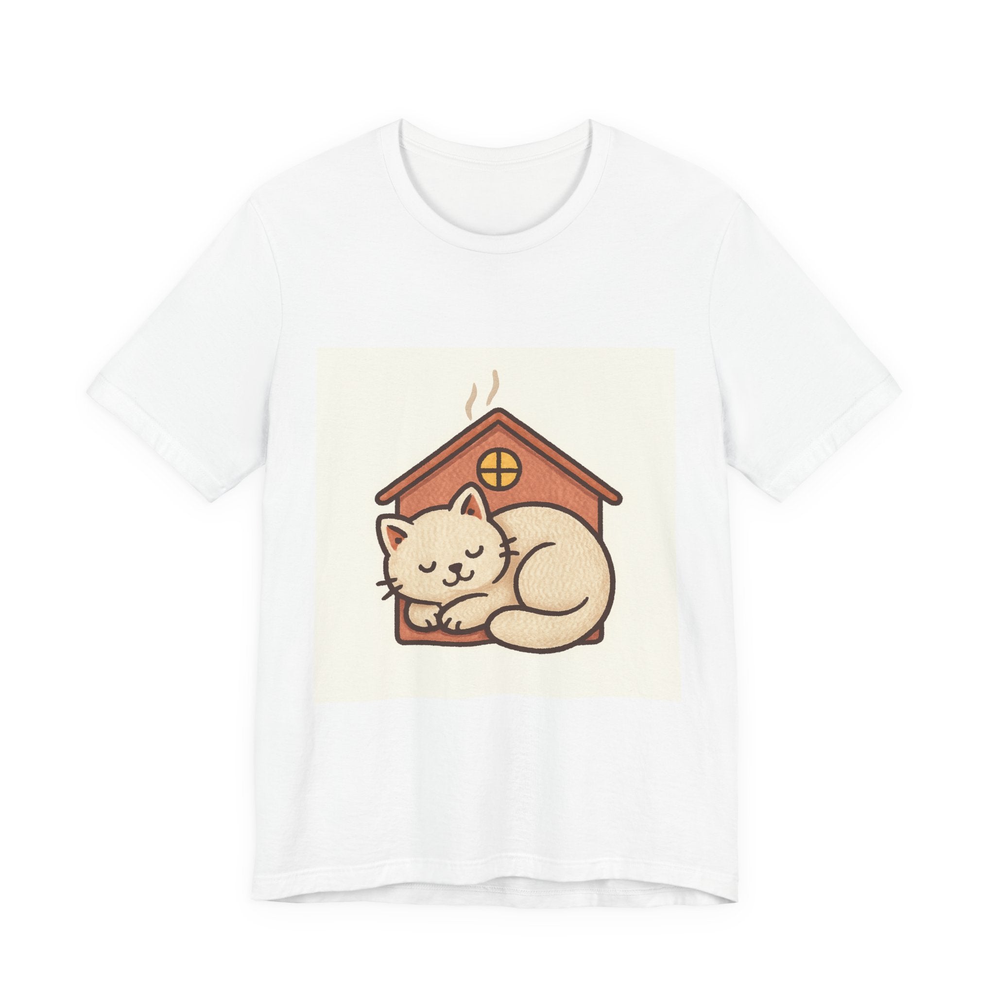 Cozy Cat House T-Shirt — Sleeping Kitten Graphic Tee