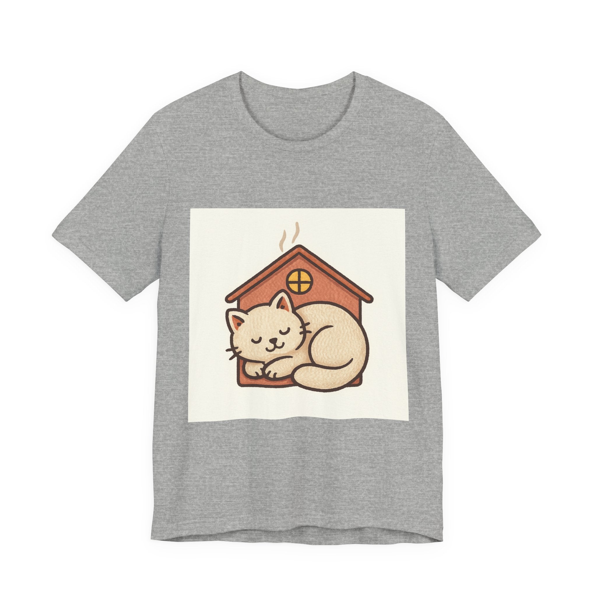 Cozy Cat House T-Shirt — Sleeping Kitten Graphic Tee
