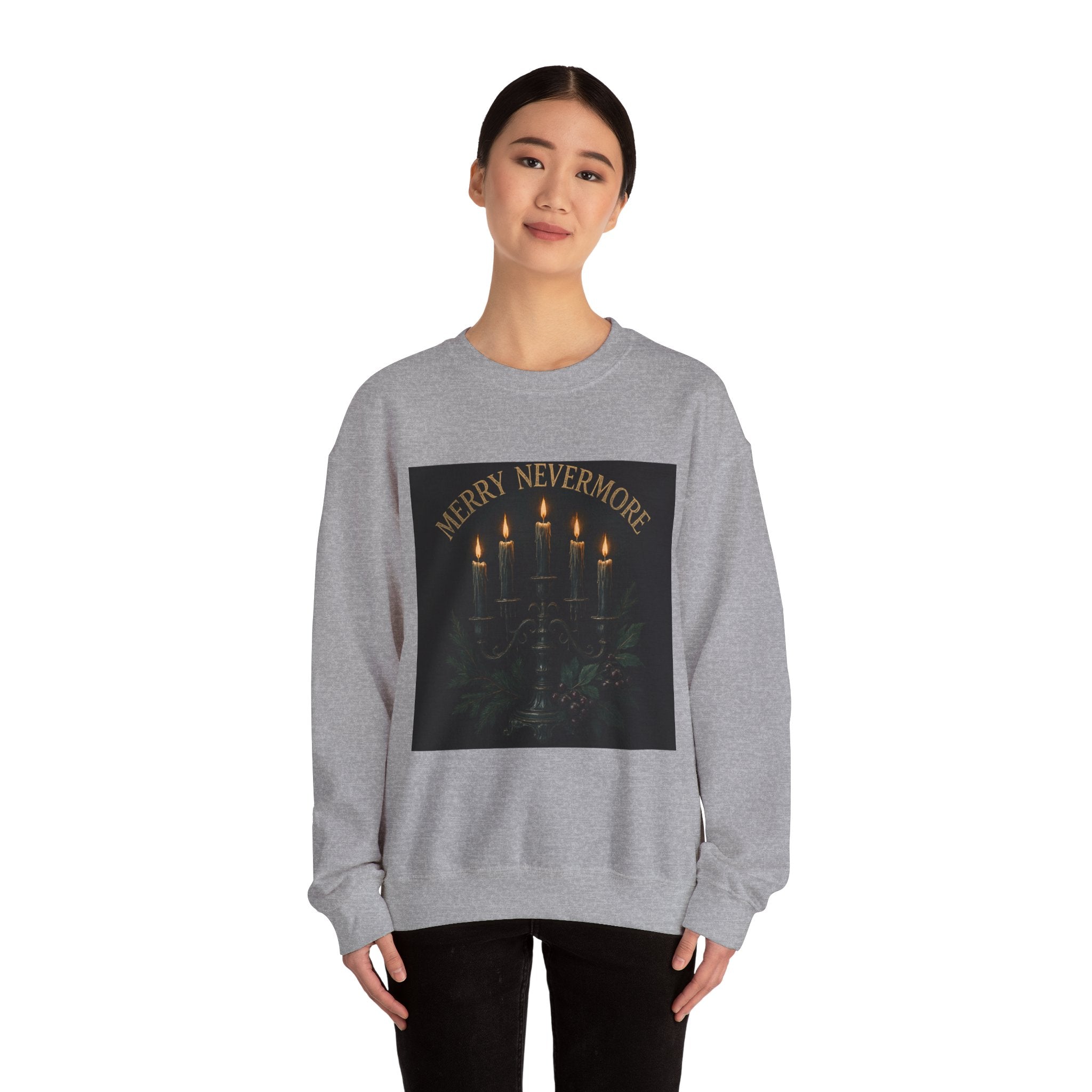 Sweatshirt — "Merry Nevermore" Gothic Candle Holiday Crewneck